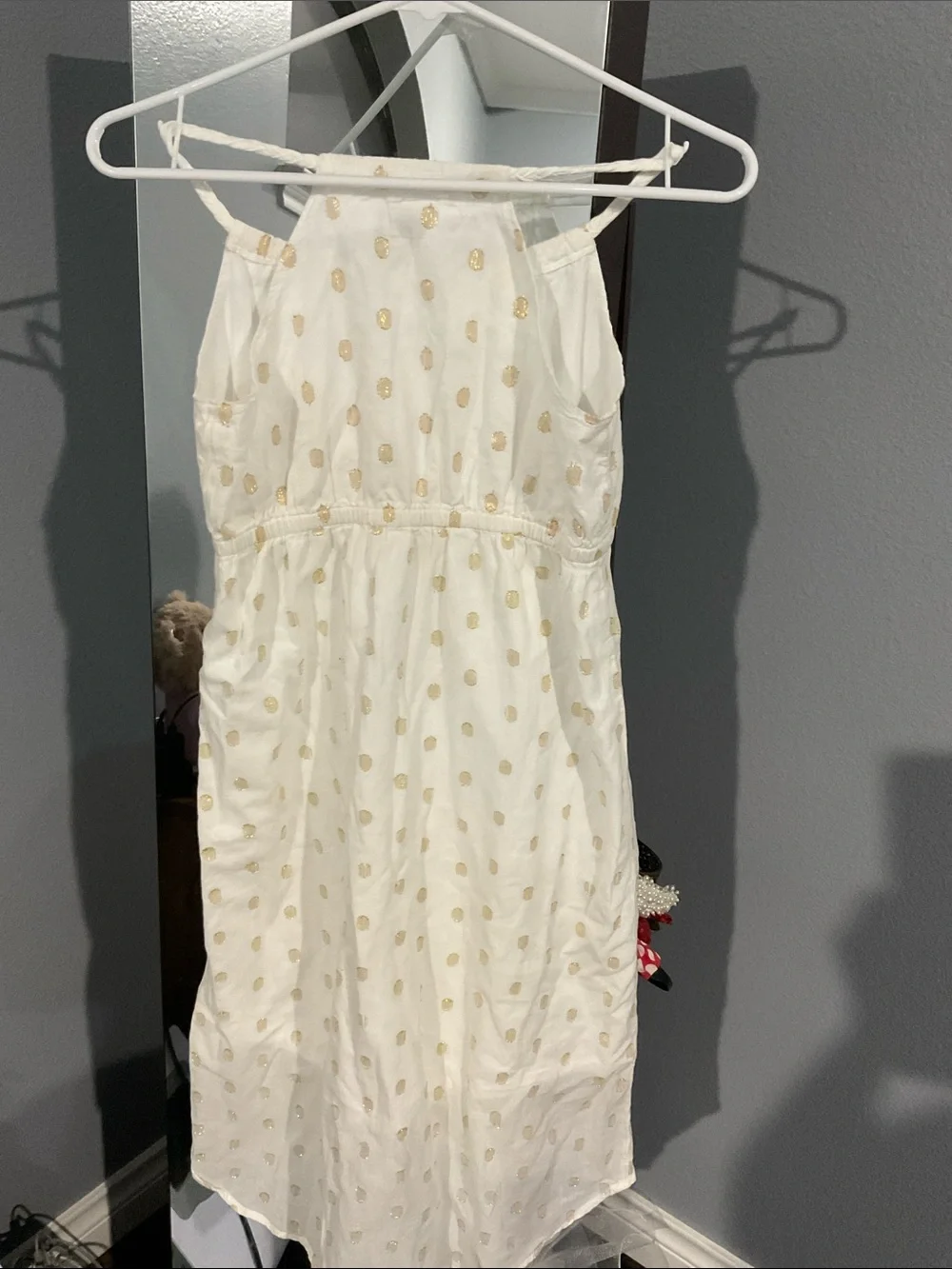 Old Navy White Dress with Gold Polka Dots